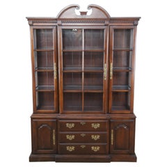 Vintage Mid Century Harden Solid Cherry Queen Anne Breakfront China Display Cabinet 1958