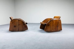 Mid-Century Hardwood Rocking Chairs, Italian Manufacture