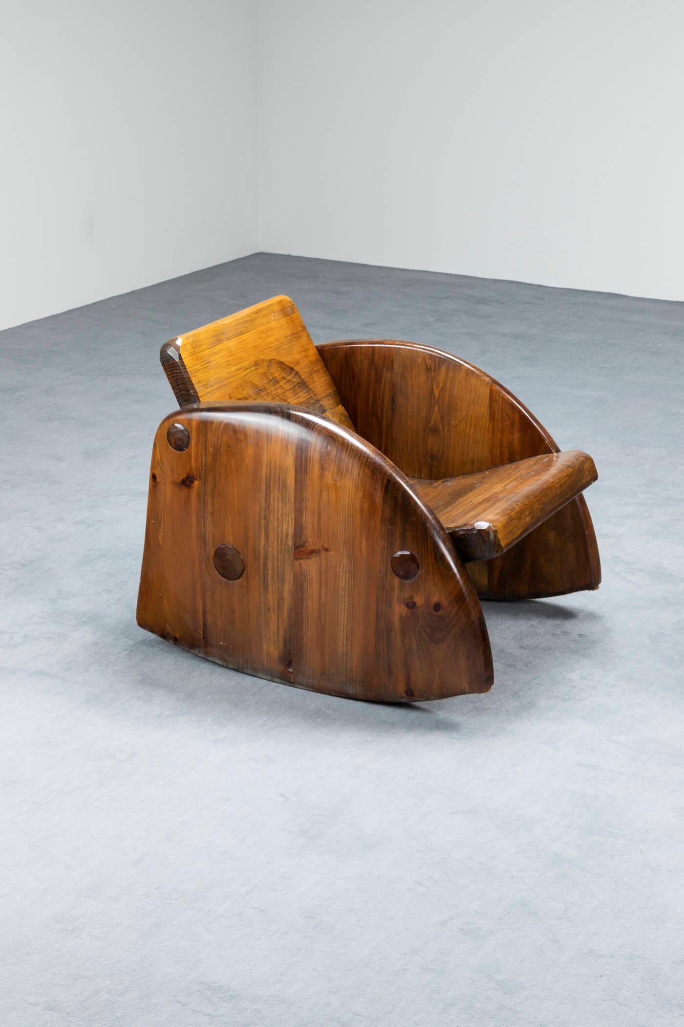 Mid-Century Modern Mid-Century Hardwood Rocking Chairs, Italian Manufacture For Sale