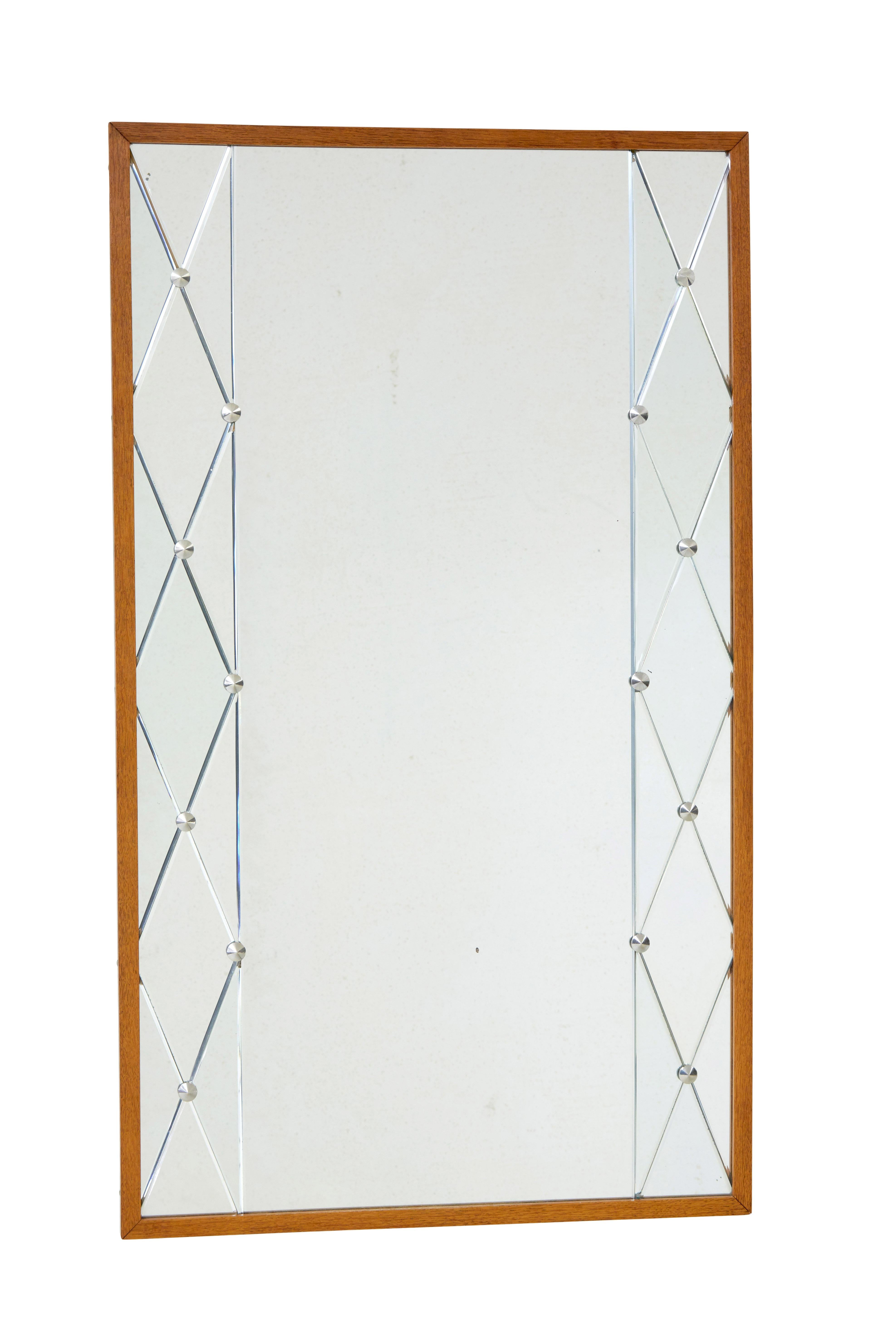 Swedish Mid century harlequin mirror in teak frame by G&T