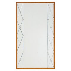 Mid century harlequin mirror in teak frame by G&T