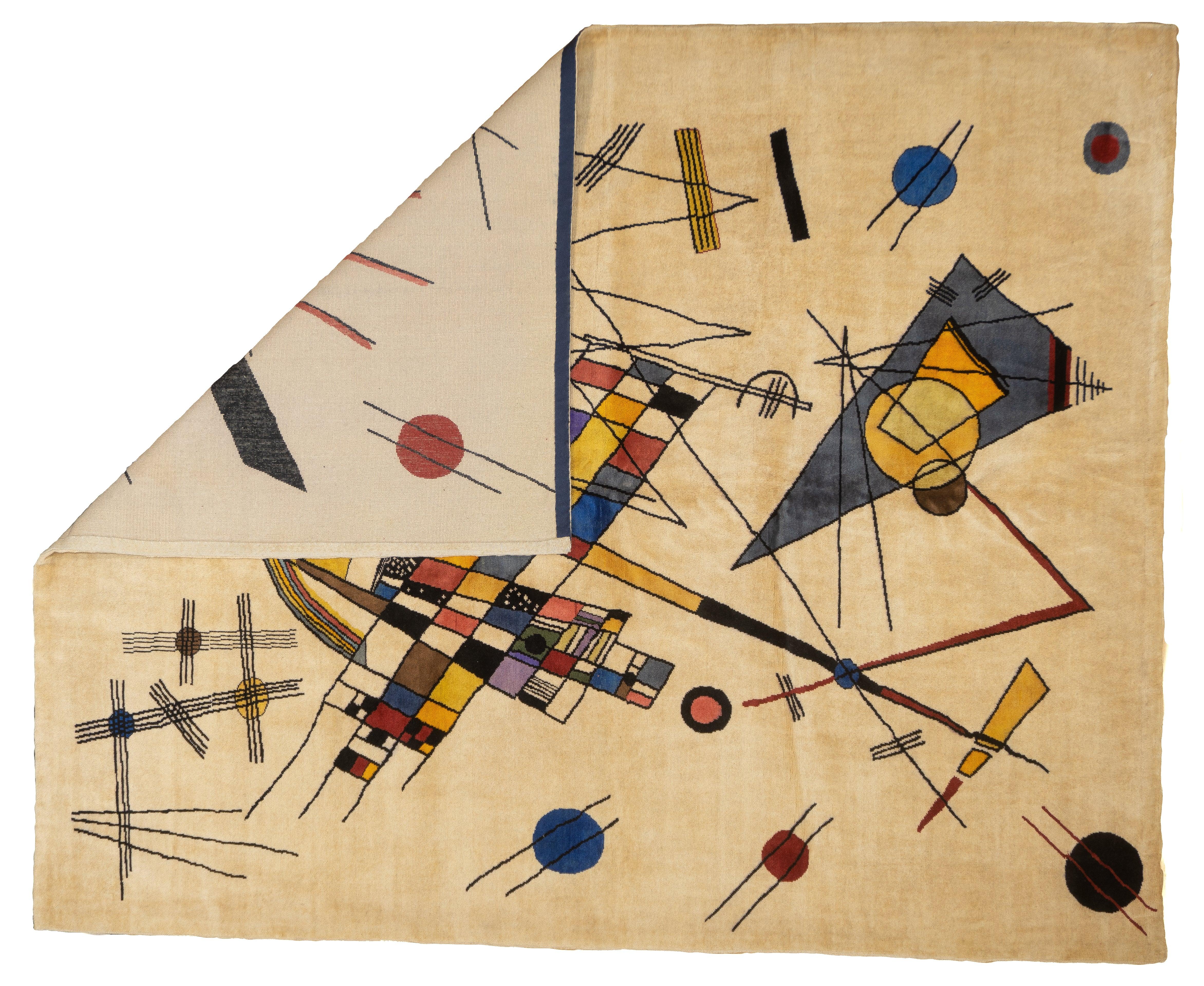 Tapis Mid Century Harmony in Abstraction Designé par Wassily Kandinsky 6'7'' x 8'1''. Le tapis 