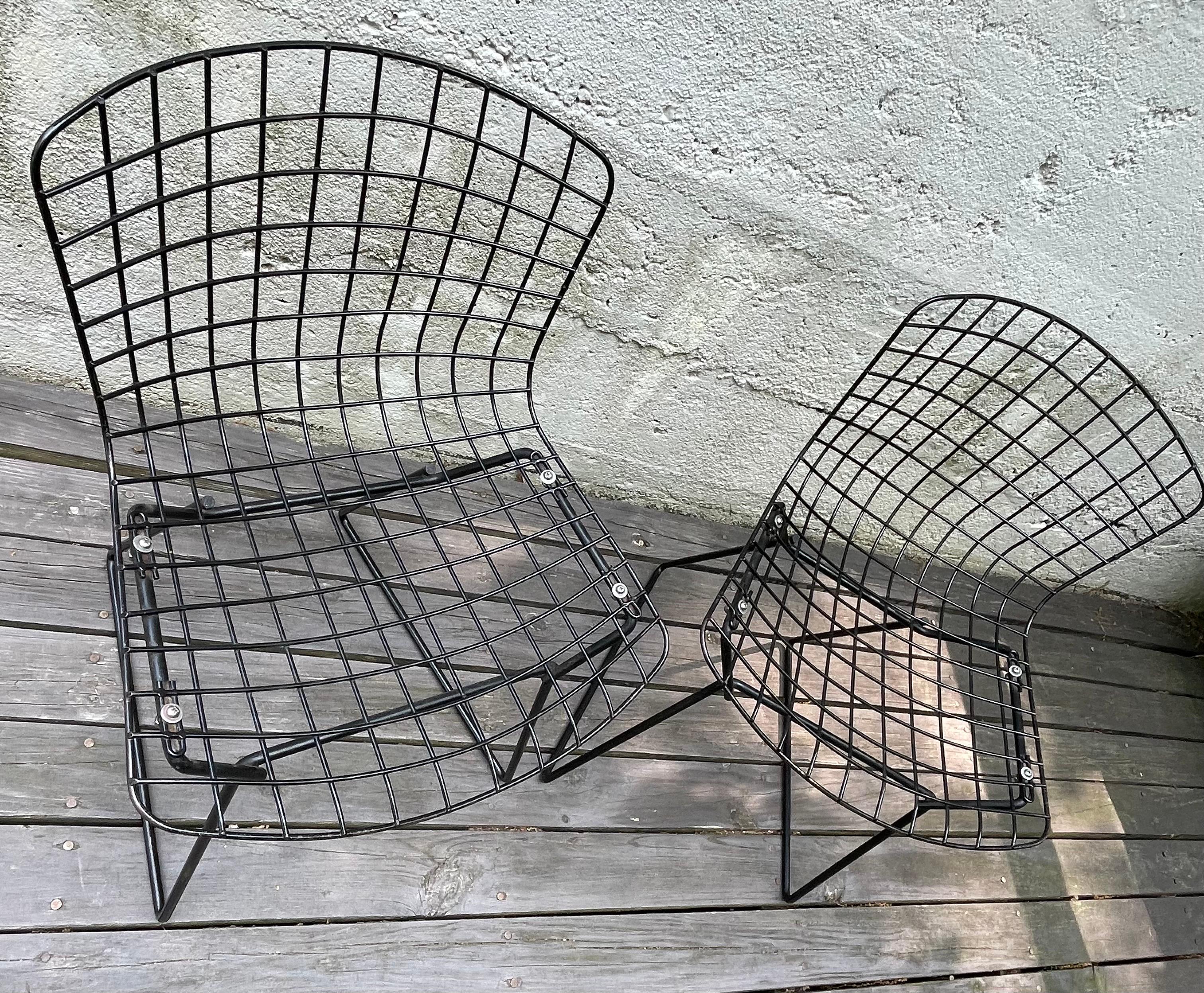 Mid-Century Modern Mid Century Harry Bertoia Children's Black Wire Side Chairs for Knoll For Sale
