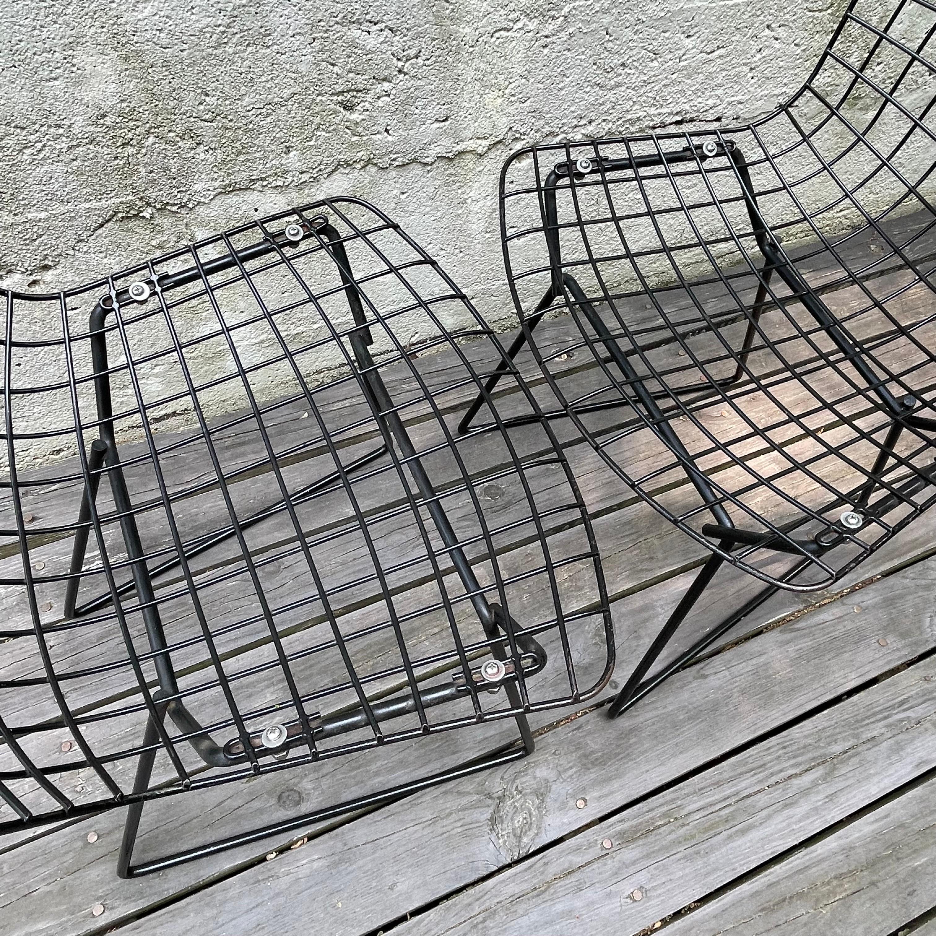 Mid-20th Century Mid Century Harry Bertoia Children's Black Wire Side Chairs for Knoll For Sale