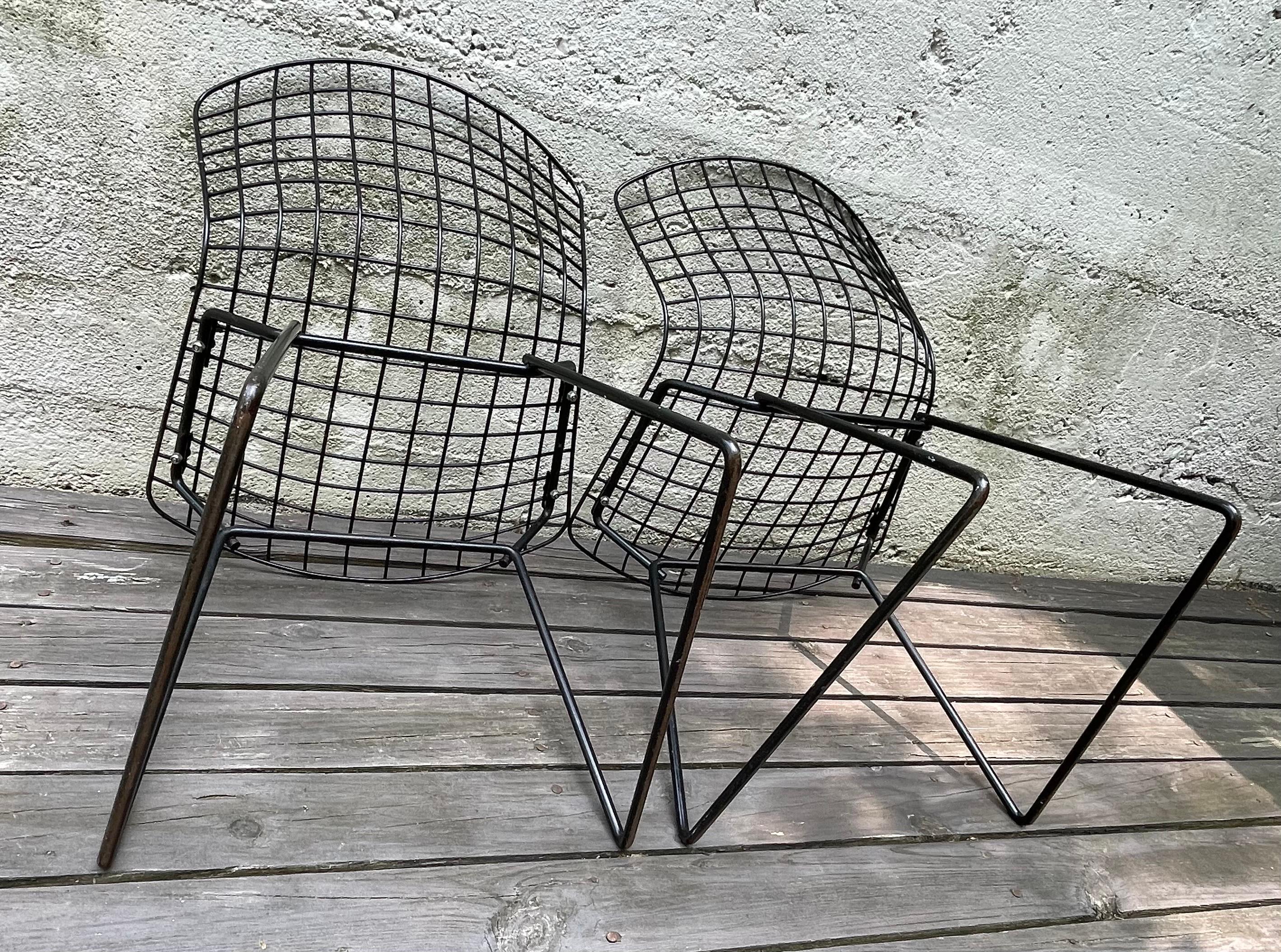 Mid Century Harry Bertoia Children's Black Wire Side Chairs for Knoll For Sale 1