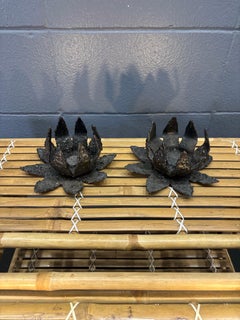 Mid-Century Harry M. Wasserman Torch-Cut Steel Lily Sculptures, Pair