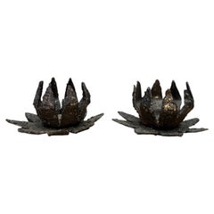 Mid-Century Harry M. Wasserman Torch-Cut Steel Lily Sculptures, Pair