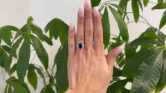 Mid Century Harry Winston AGL Ceylon No Heat Sapphire Diamond Three Stone Ring