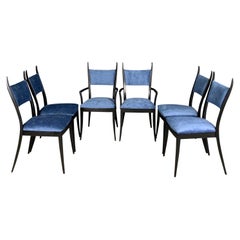 Harvey Probber 1048 "Gazelle" Ebonized Dining Chairs Set of Six Mid Century