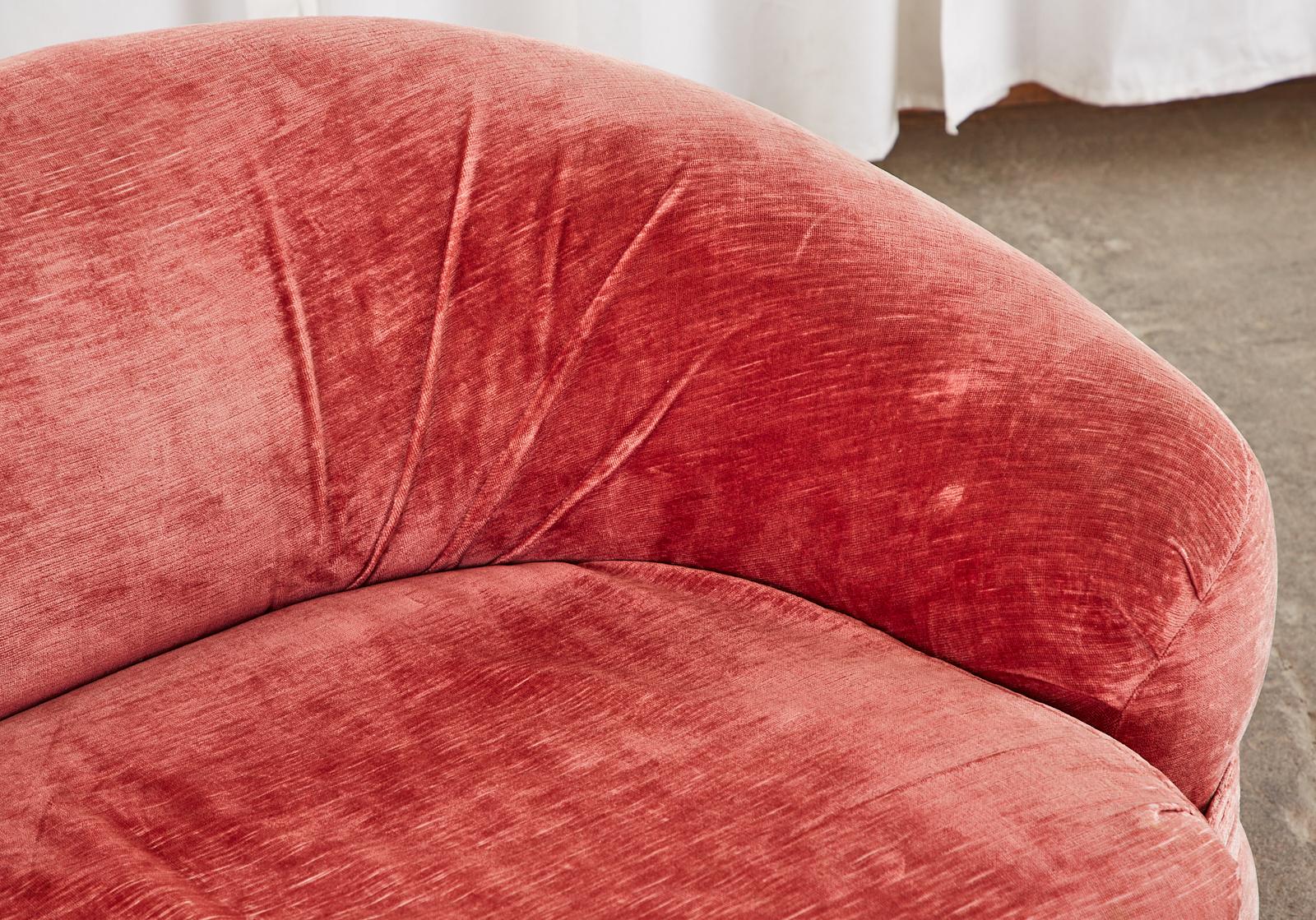 Mid-Century Harvey Probber Burger Bun Pink Velvet Settee For Sale 2