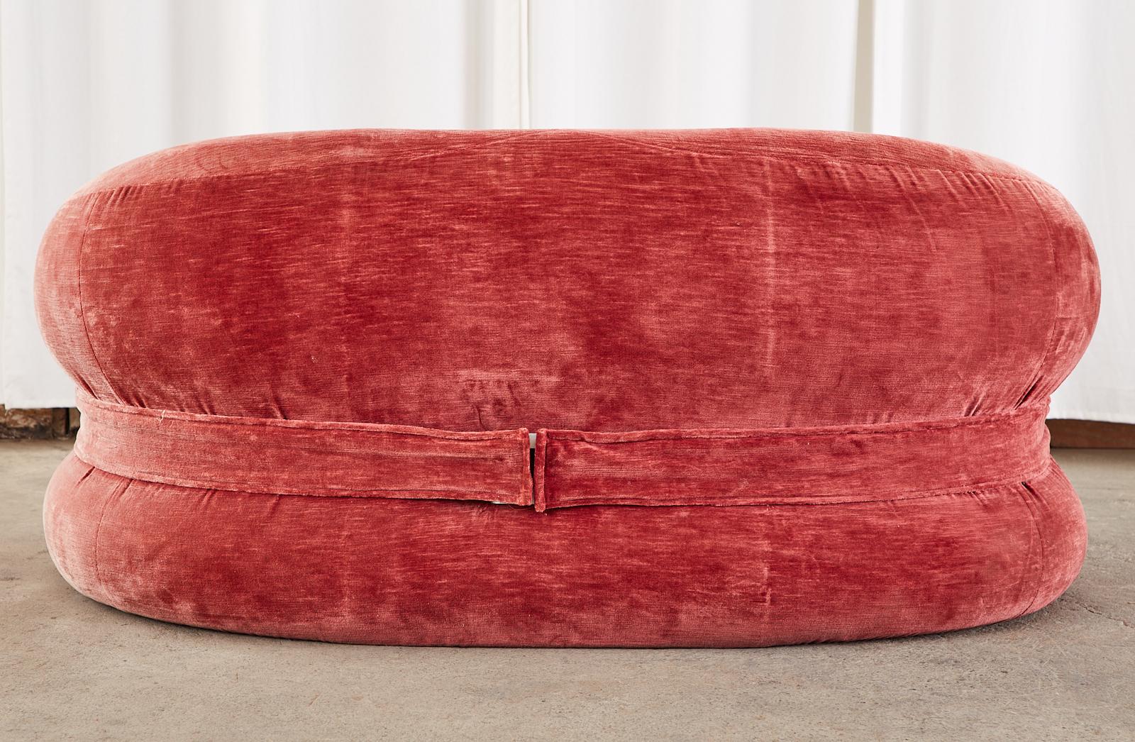 Mid-Century Harvey Probber Burger Bun Pink Velvet Settee For Sale 9