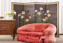 Mid-Century Harvey Probber Burger Bun Pink Velvet Settee