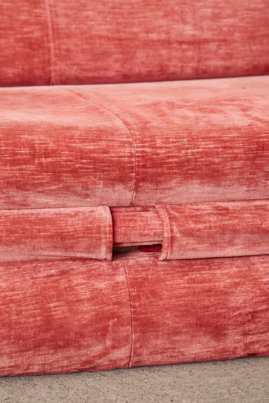 Mid-Century Harvey Probber Burger Bun Pink Velvet Sofa 2