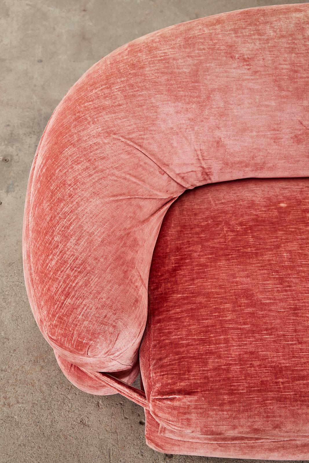 Mid-Century Harvey Probber Burger Bun Pink Velvet Sofa 3