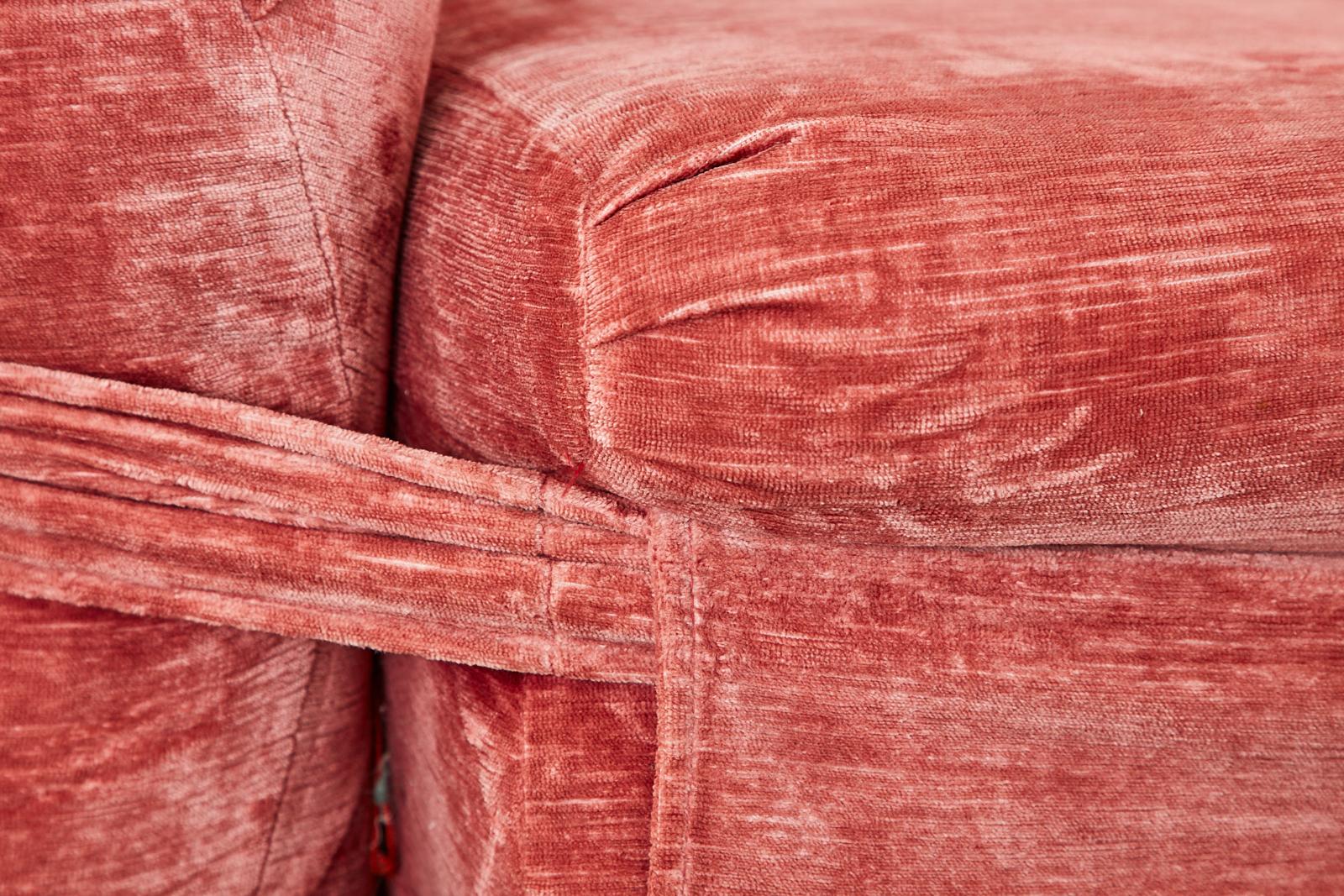 Mid-Century Harvey Probber Burger Bun Pink Velvet Sofa 5