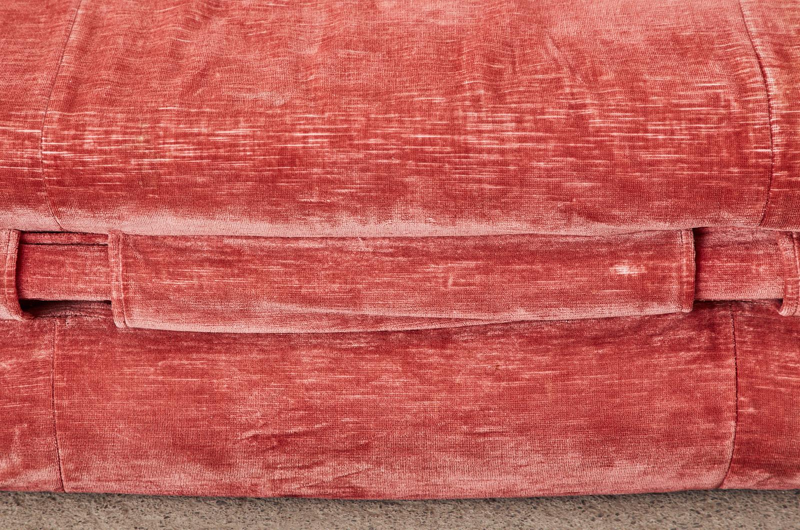 Mid-Century Harvey Probber Burger Bun Pink Velvet Sofa 6