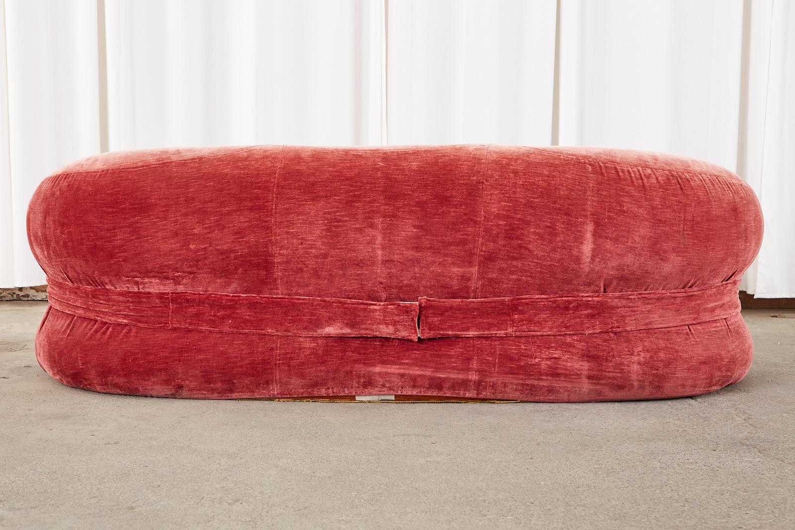 Mid-Century Harvey Probber Burger Bun Pink Velvet Sofa 10