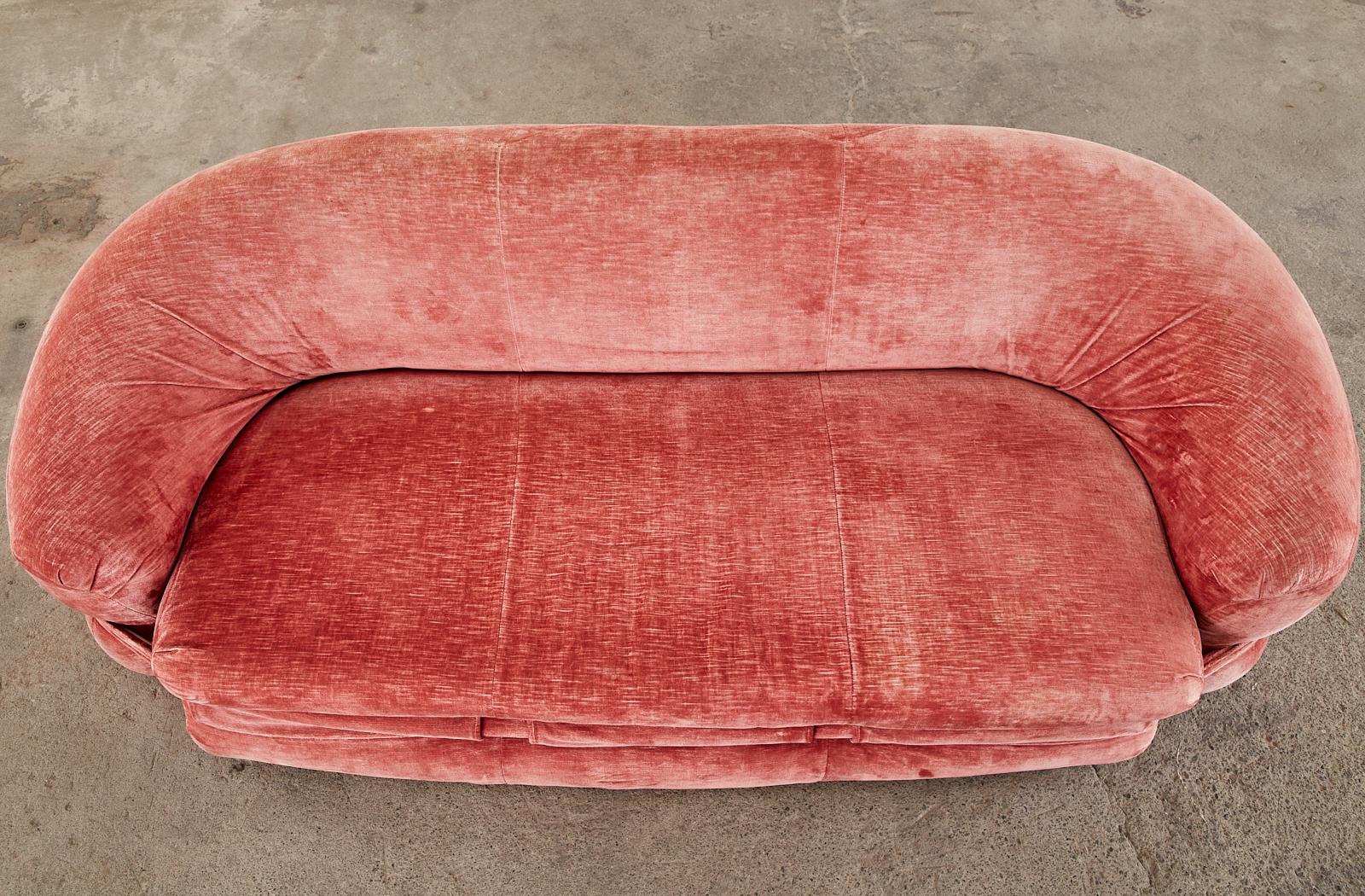 American Mid-Century Harvey Probber Burger Bun Pink Velvet Sofa