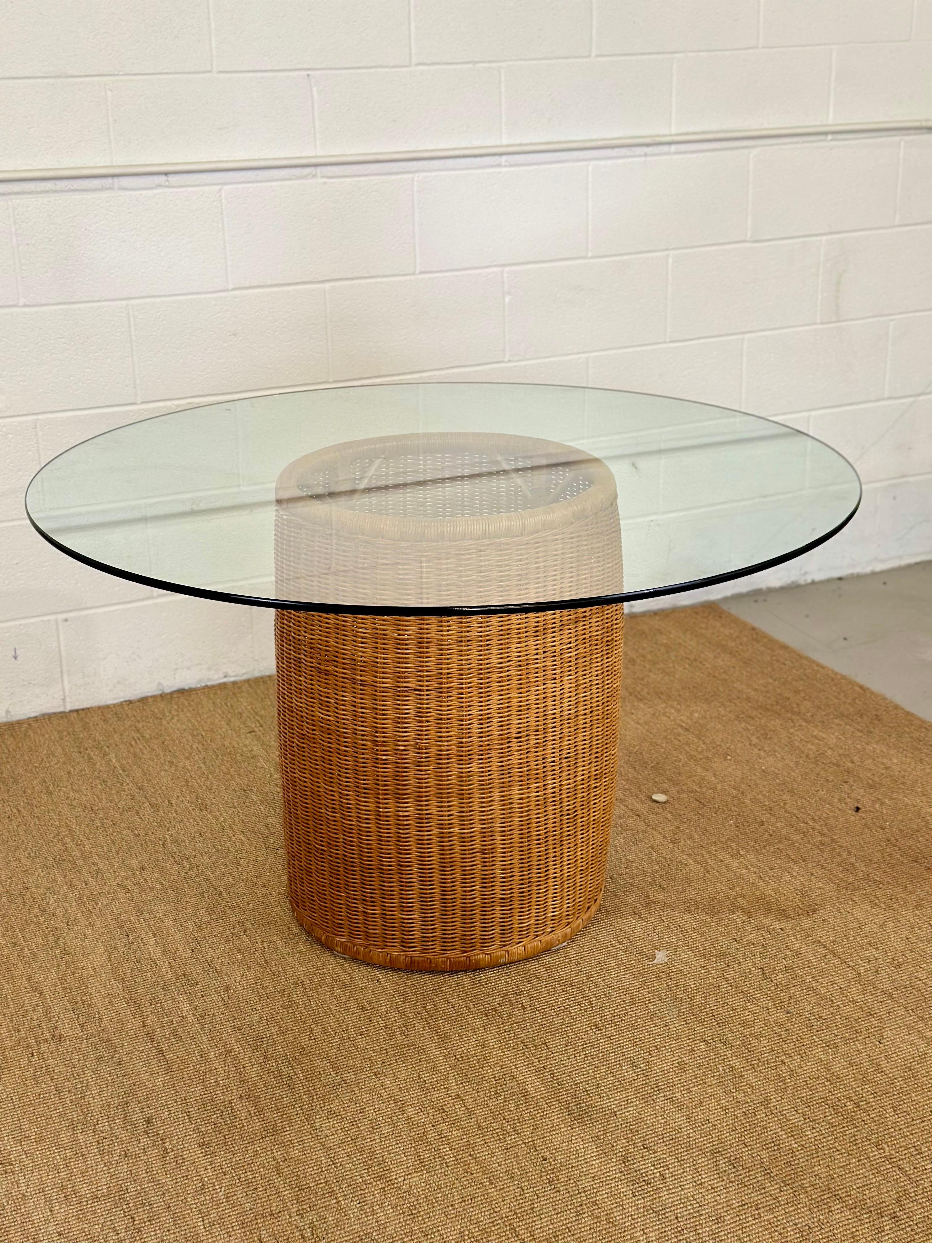 Mid-Century Harvey Probber D43 Wicker Bucket Chairs and Dining Table - Set of 5 3
