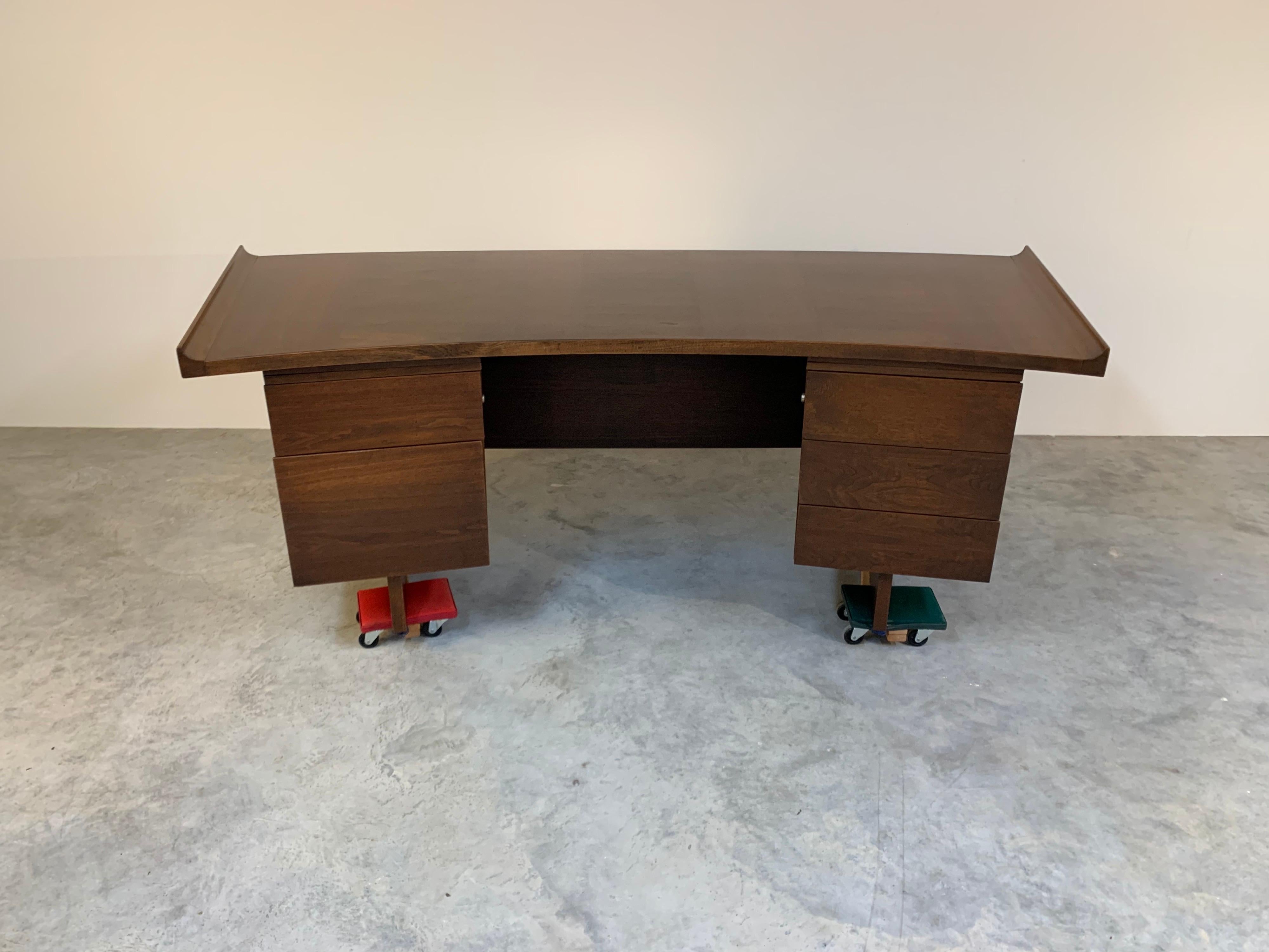 American Midcentury Harvey Probber Executive Desk in Walnut