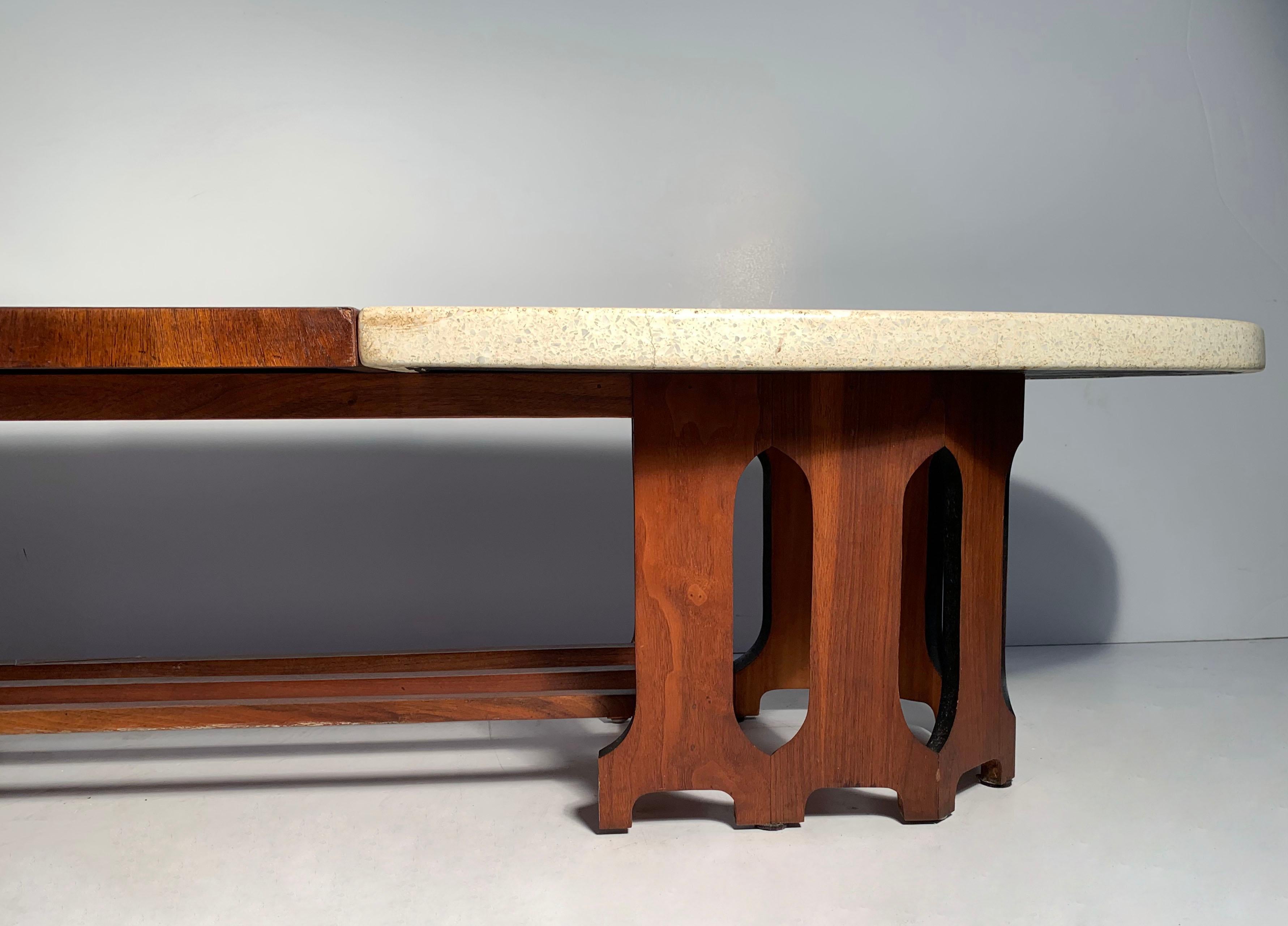 Mid-Century Modern Table basse en planches de surf Harvey Probber du milieu du siècle en marbre Terrazzo en vente