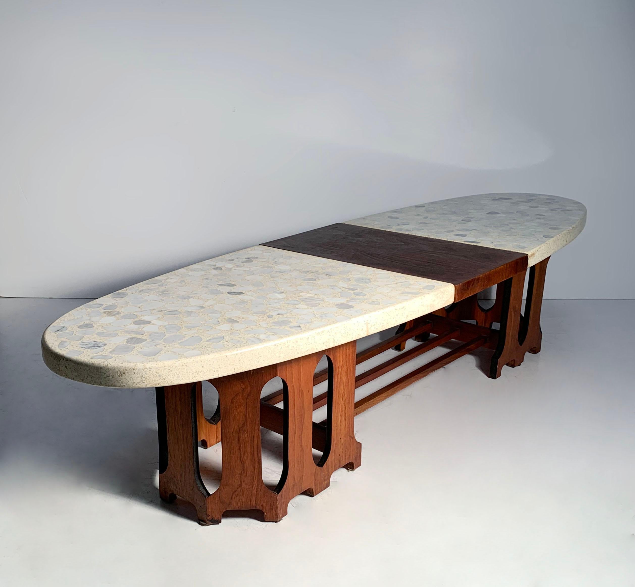 Mid-Century Harvey Probber Surfboard Coffee Table in Terrazzo Marble In Good Condition For Sale In Chicago, IL