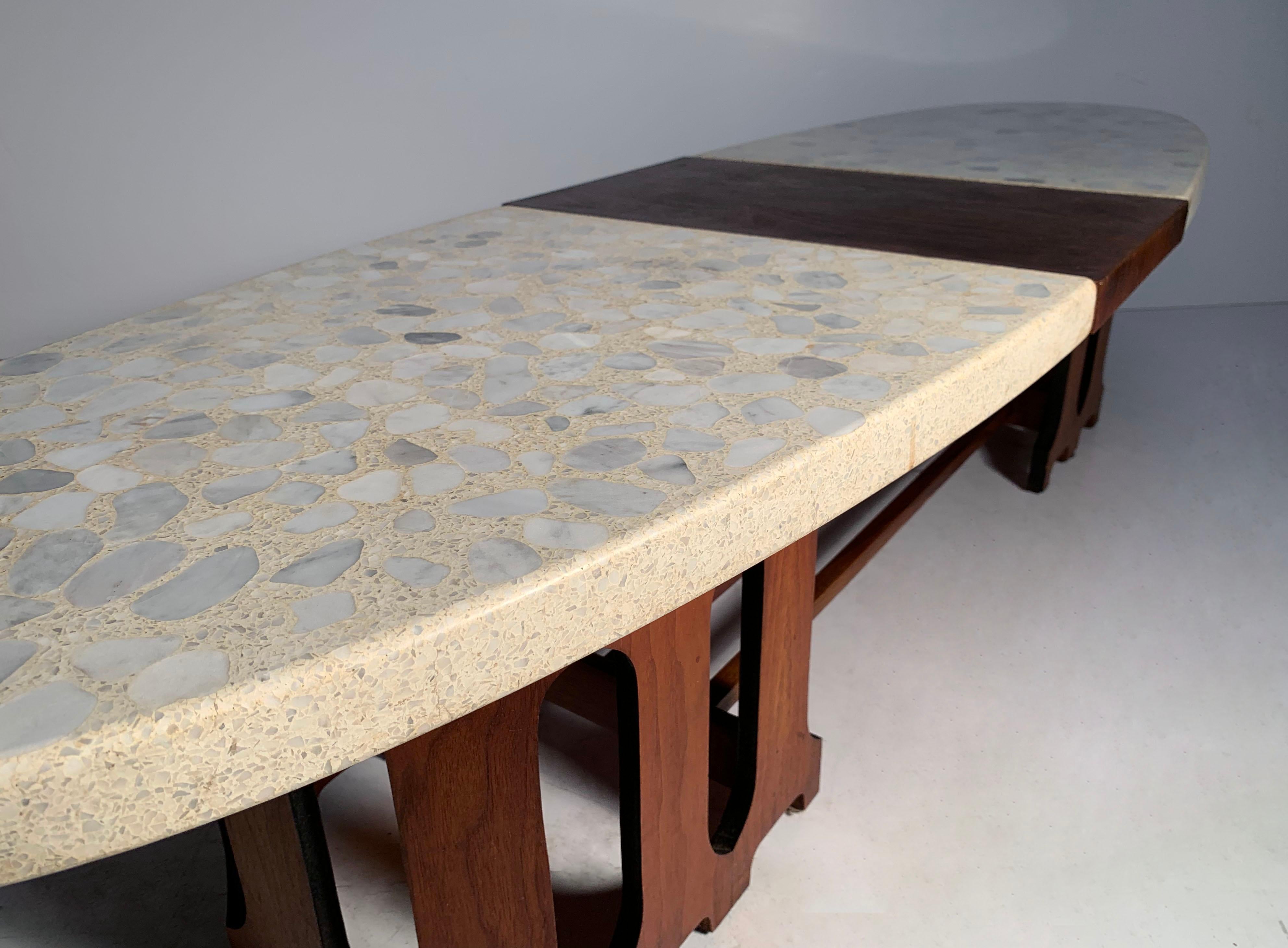 Mid-Century Harvey Probber Surfboard Coffee Table in Terrazzo Marble For Sale 1