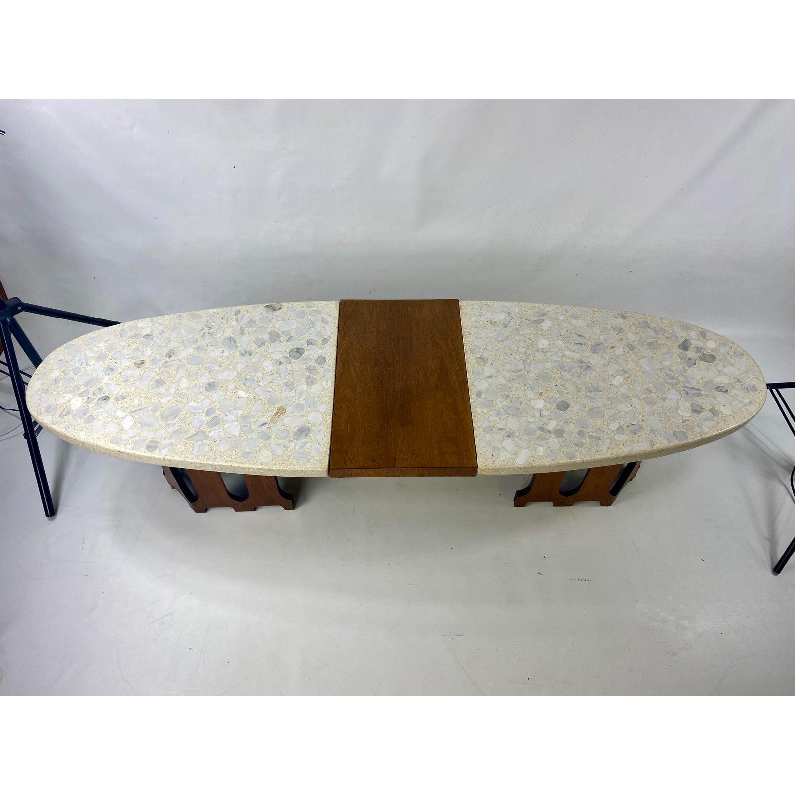 Harvey Probber style mid-century terrazzo marble-top coffee table. Circa 1955.
