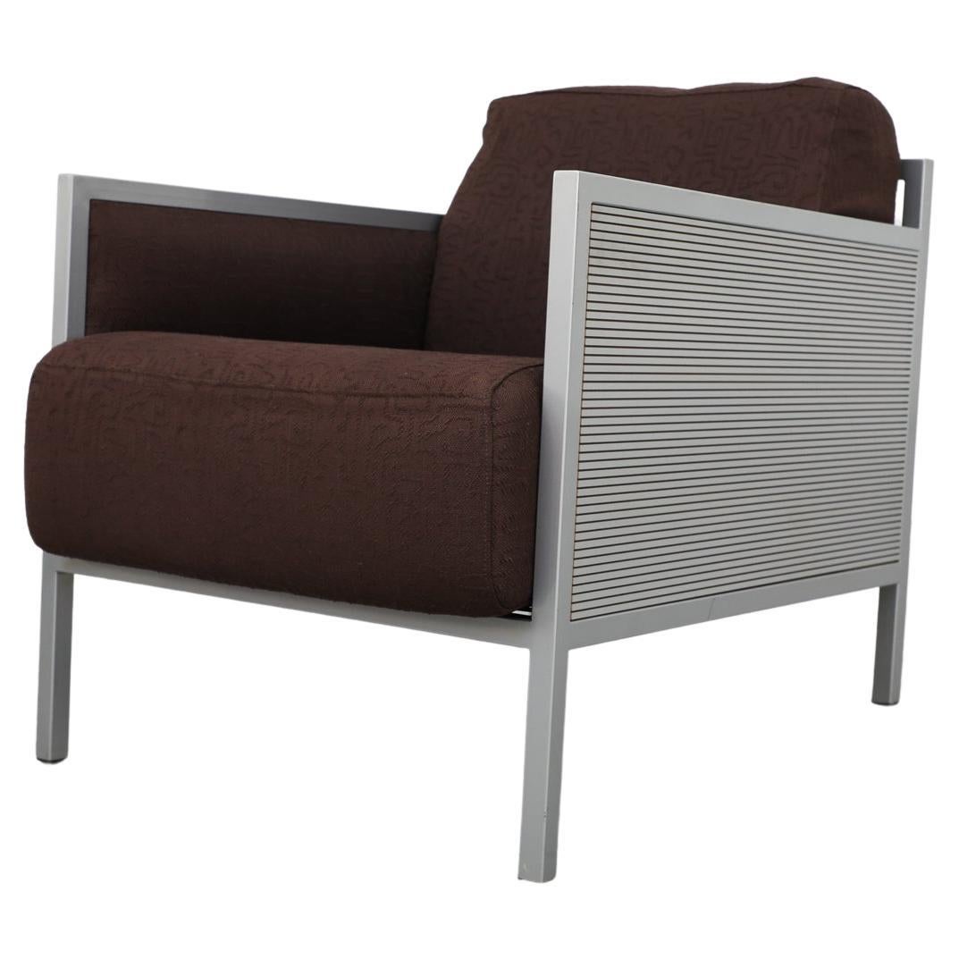 Mid-Century Harvink Upholstered Lounge Chair with Ribbed Metal Siding