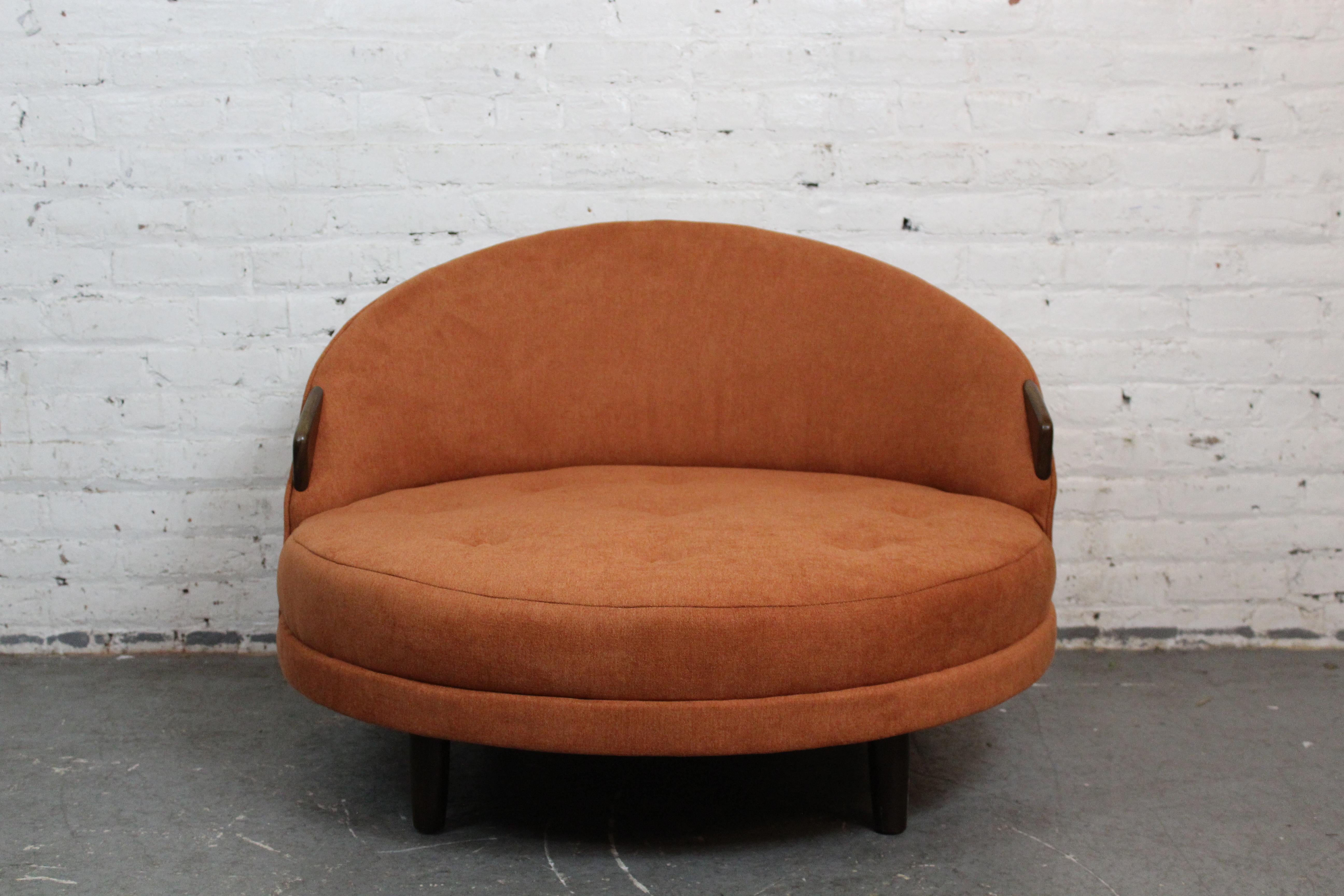 Carved Mid-Century Havana Chair and Halfmoon Ottoman by Adrian Pearsall For Sale