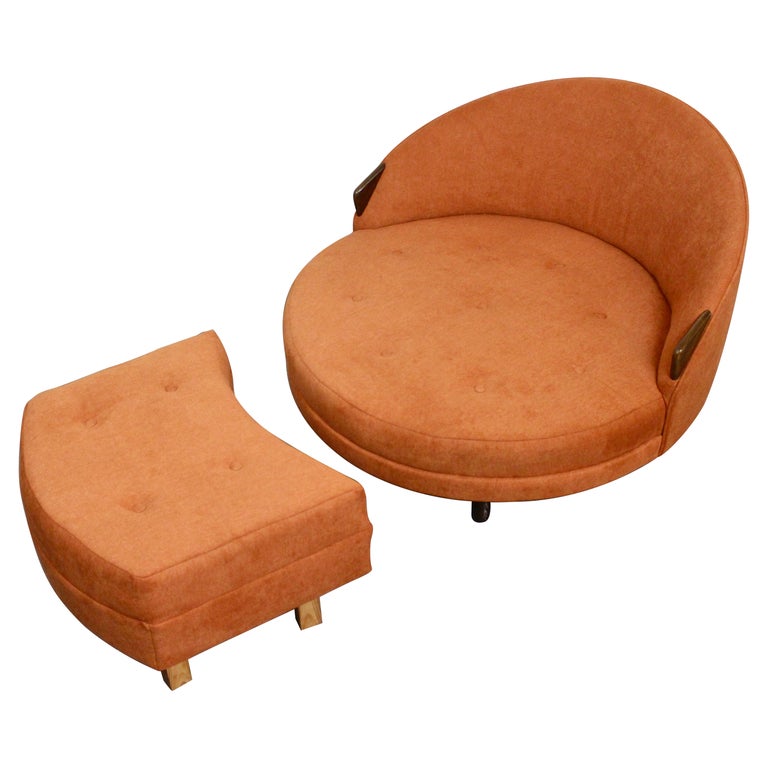 Mid-Century Havana Chair and Halfmoon Ottoman by Adrian Pearsall