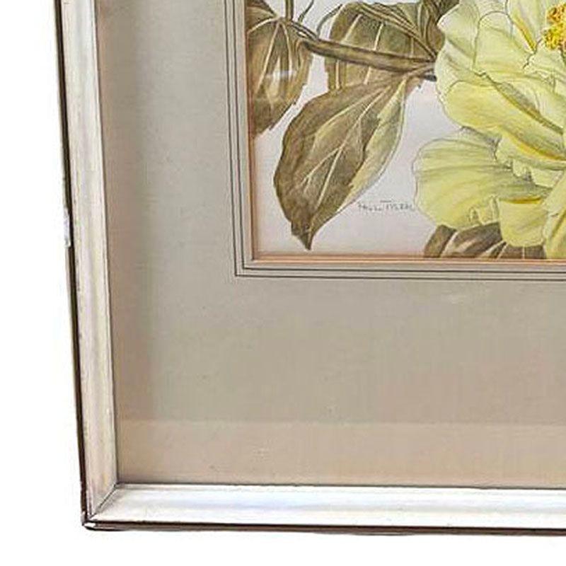 Mid-Century Modern Hibiscus, aquarelle florale sur papier de Paul Tyler, encadré, Hawaïen du milieu du siècle en vente