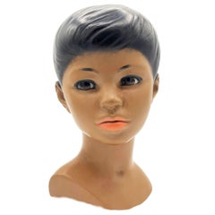 Mid-century Hawaiian Polynesian Boy Chalkware Bust Statue by Marwal