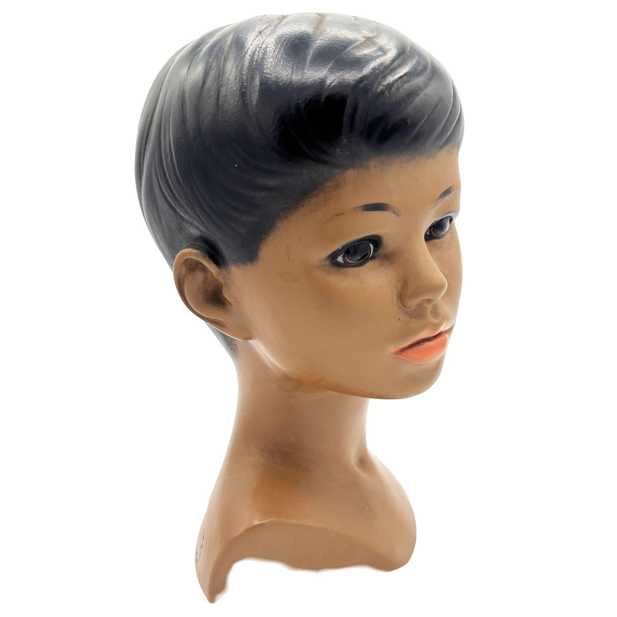 Mid-Century Modern Mid-century Hawaiian Polynesian Boy Chalkware Bust Statue by Marwal For Sale