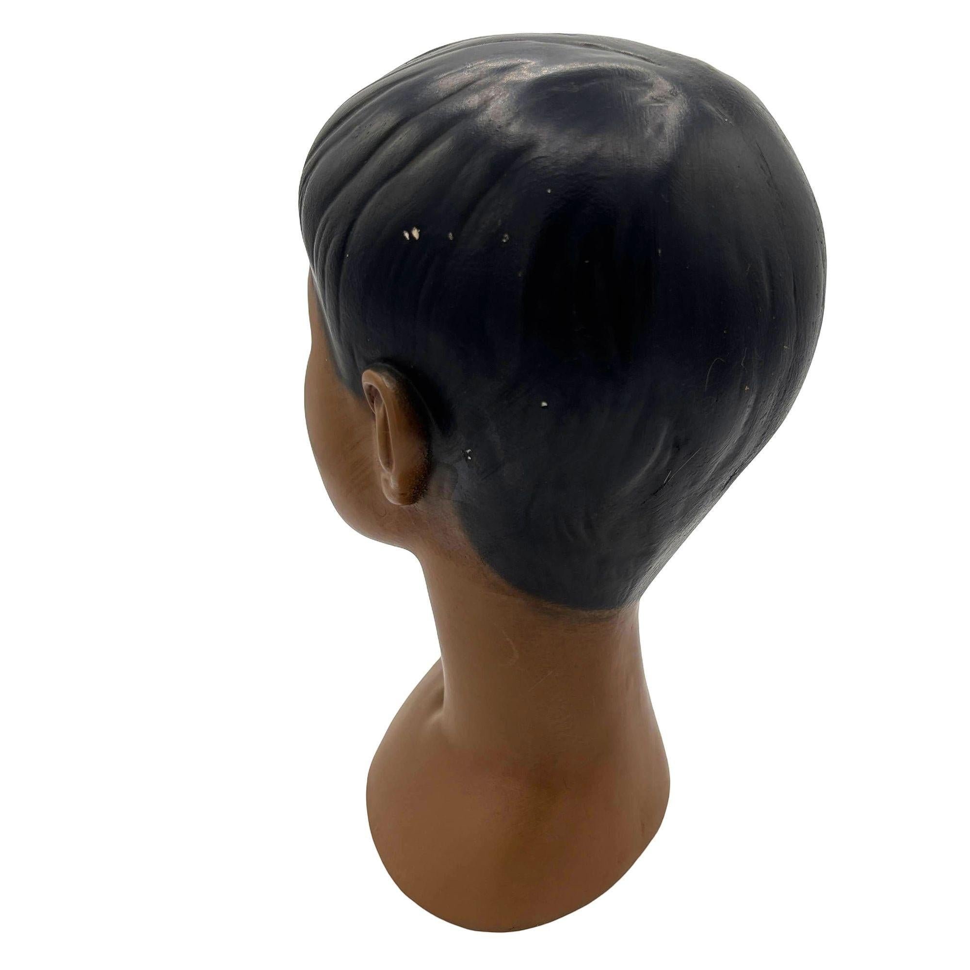 Mid-century Hawaiian Polynesian Boy Chalkware Bust Statue by Marwal In Excellent Condition For Sale In Van Nuys, CA