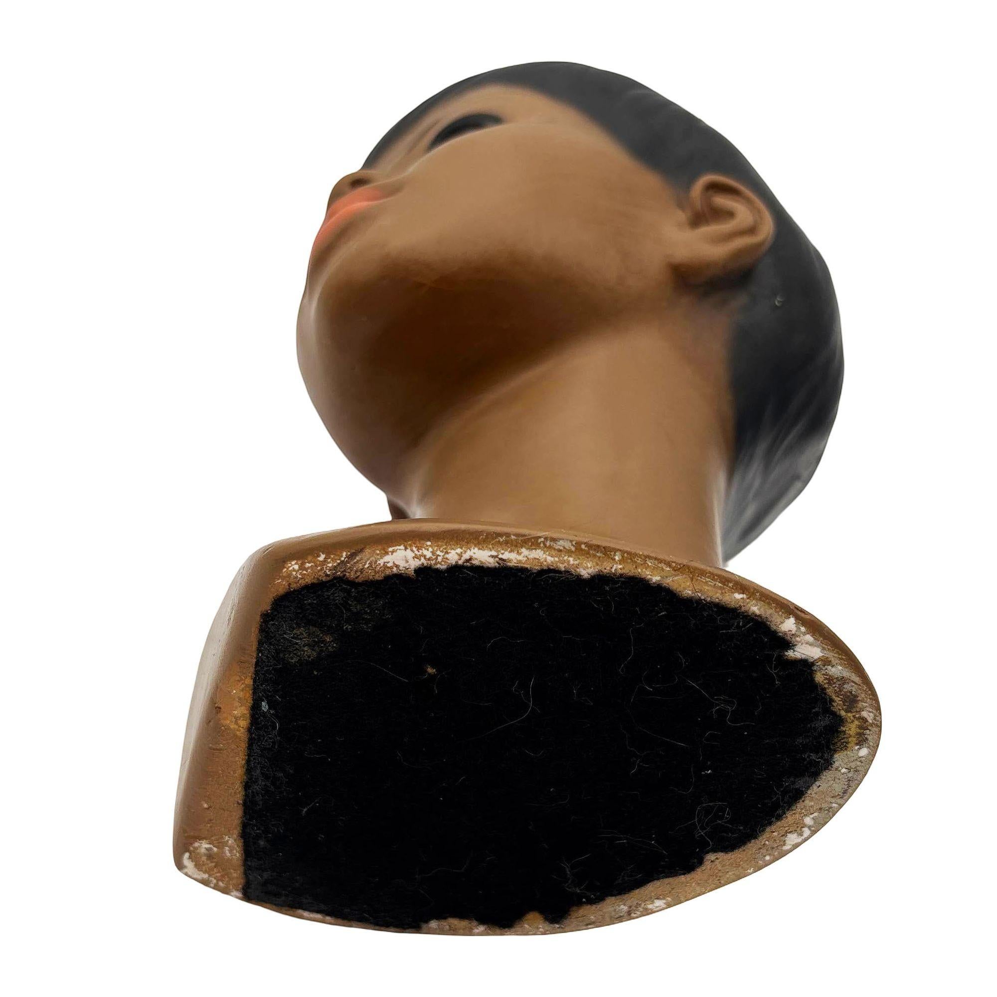 Mid-century Hawaiian Polynesian Boy Chalkware Bust Statue by Marwal For Sale 1