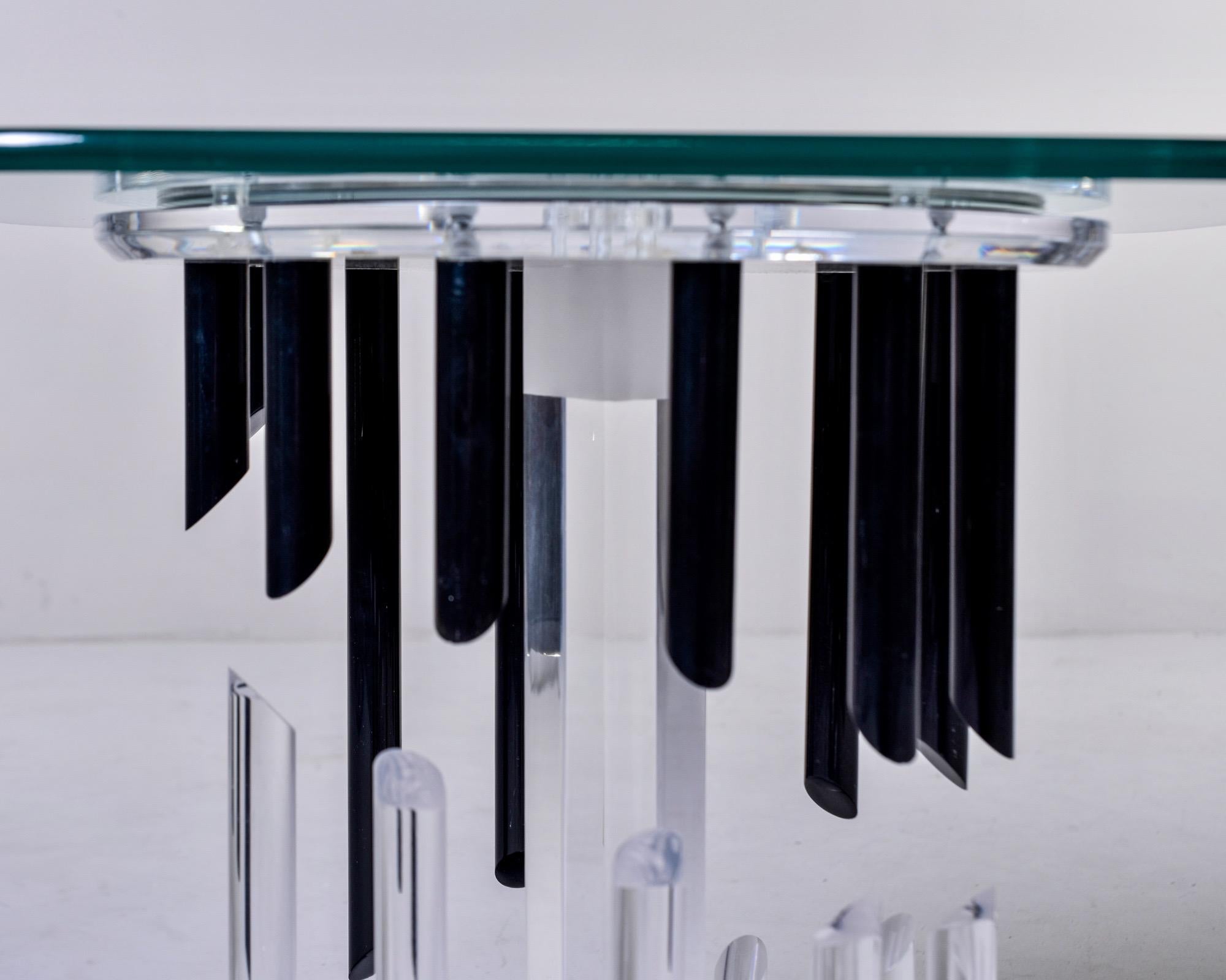 Midcentury Haziza Clear and Black Lucite Side Table 4