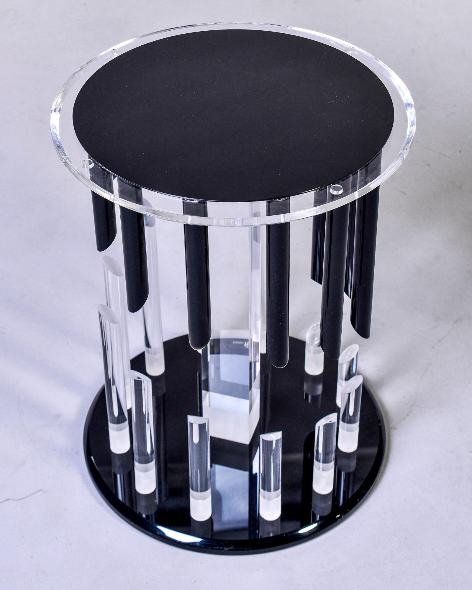 Midcentury Haziza Clear and Black Lucite Side Table For Sale 5