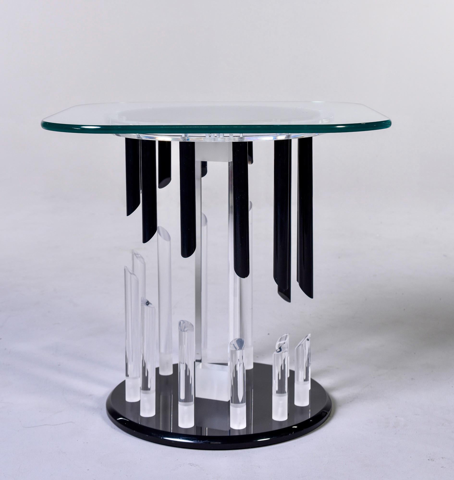 Midcentury Haziza Clear and Black Lucite Side Table For Sale 2