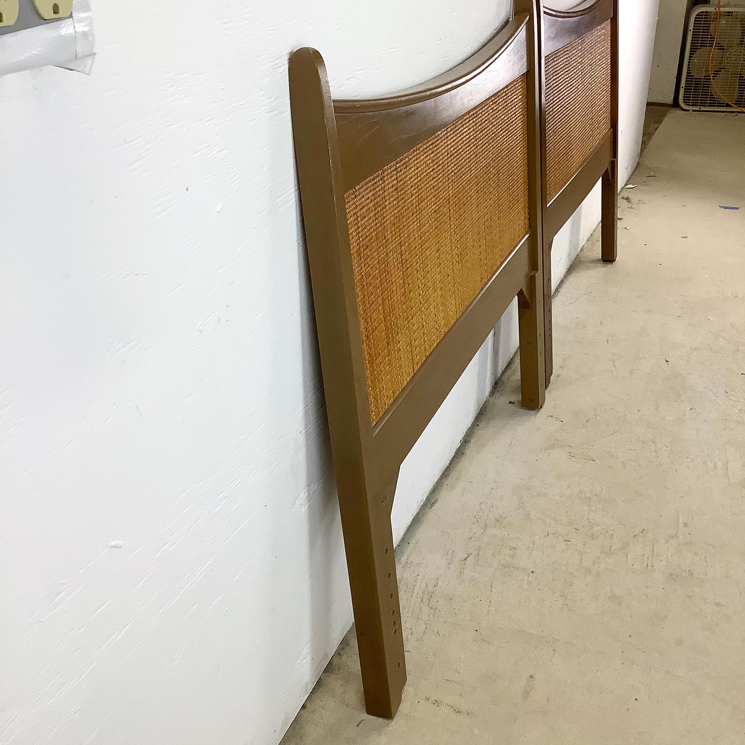 Mid-Century Headboard With Cane Front- Twin Size For Sale 3