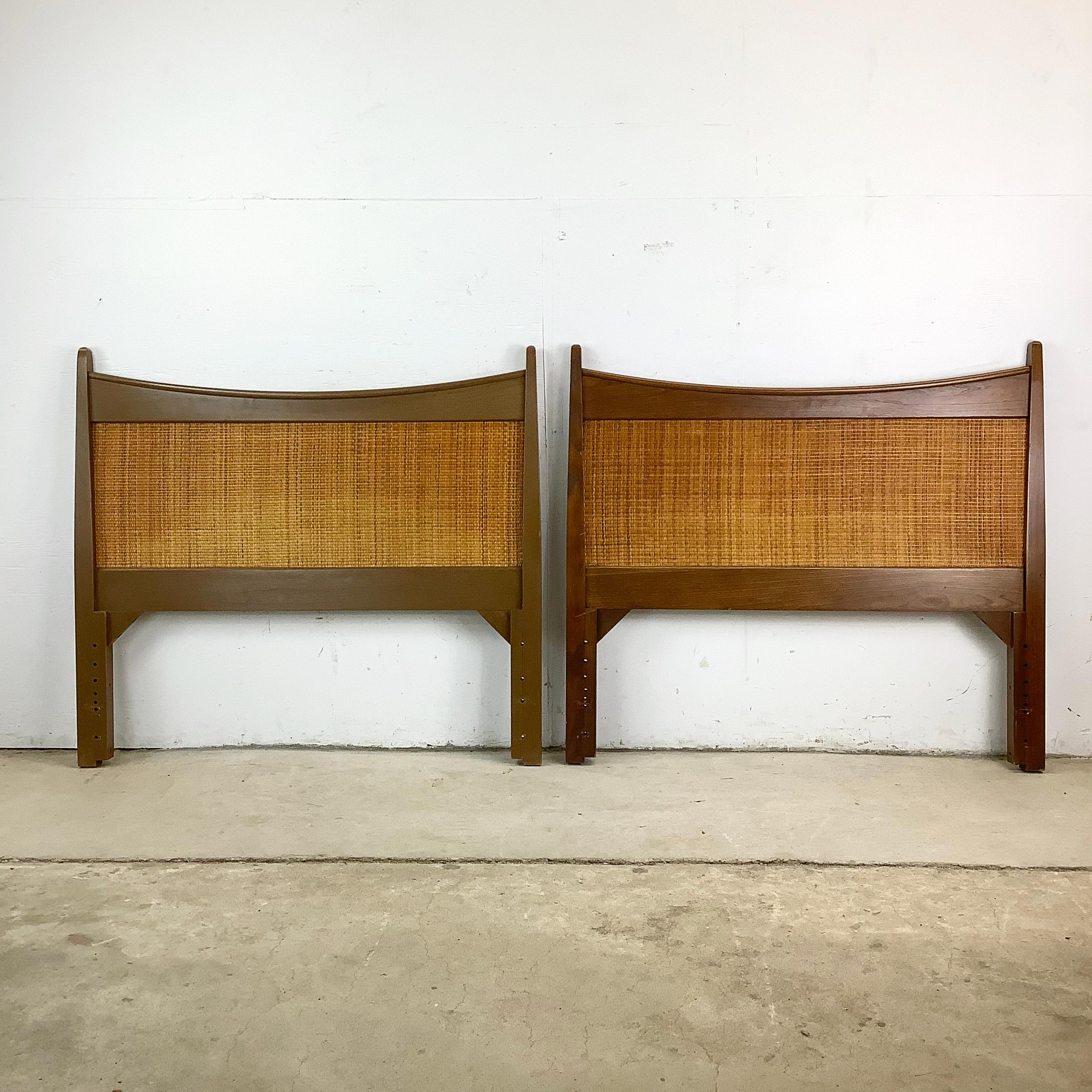 Mid-Century Headboard With Cane Front- Twin Size For Sale 7