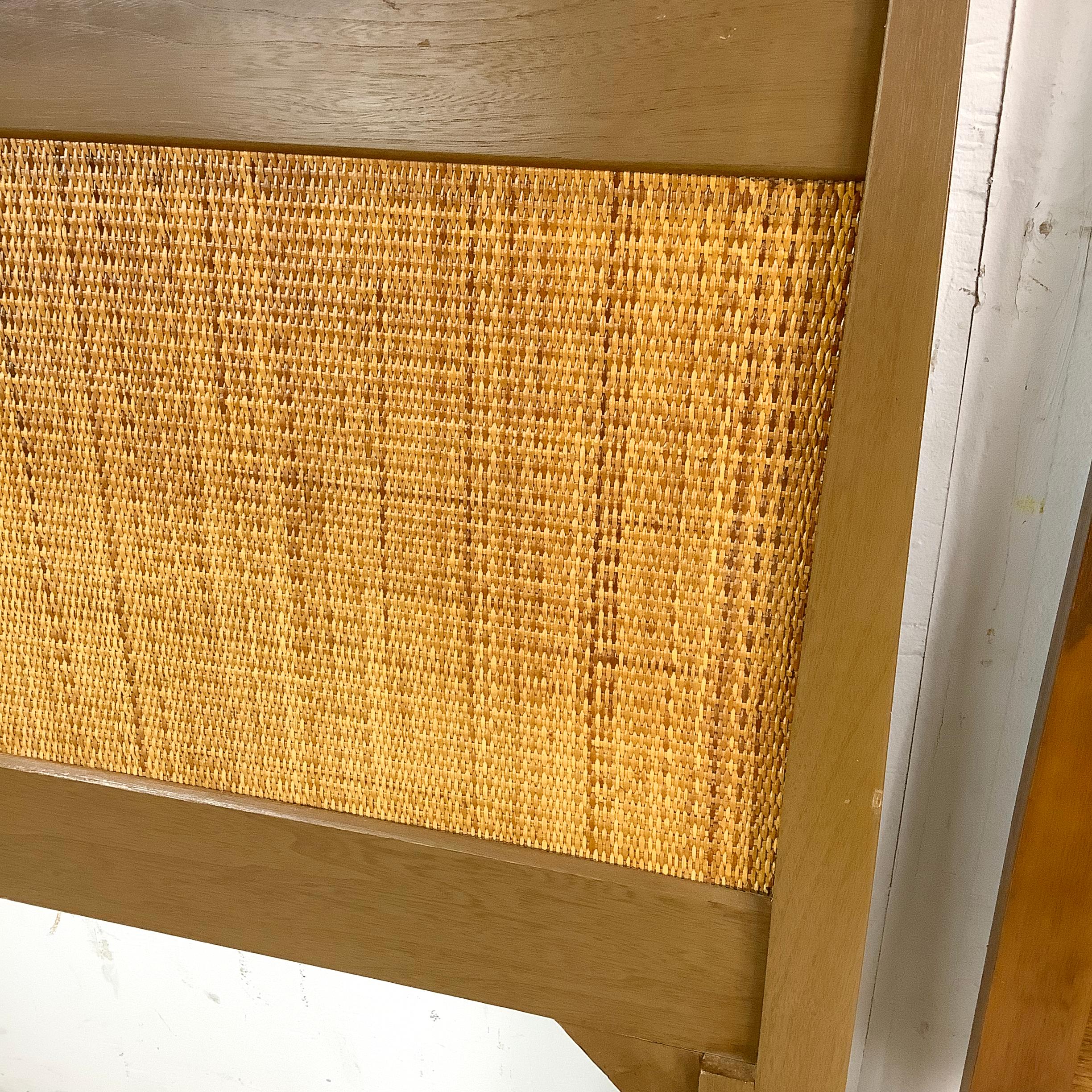 20th Century Mid-Century Headboard With Cane Front- Twin Size For Sale