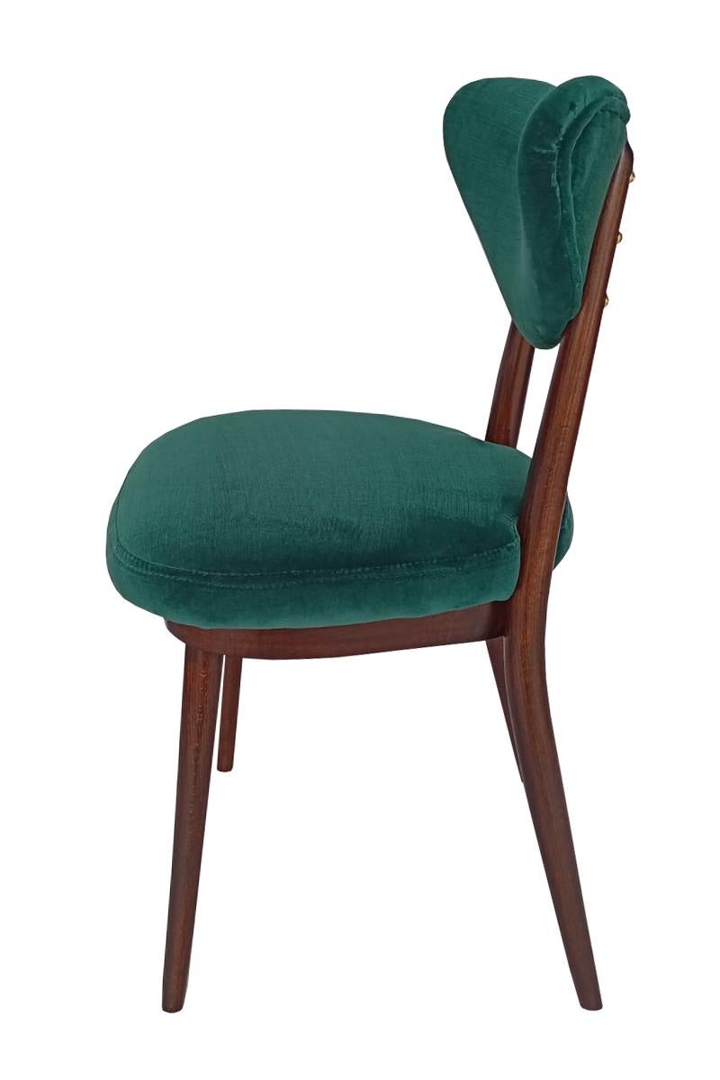 Fait main Chaise cœur du milieu du siècle en velours de coton vert Adamo Eva par Dedar, Europe, années 1960 en vente