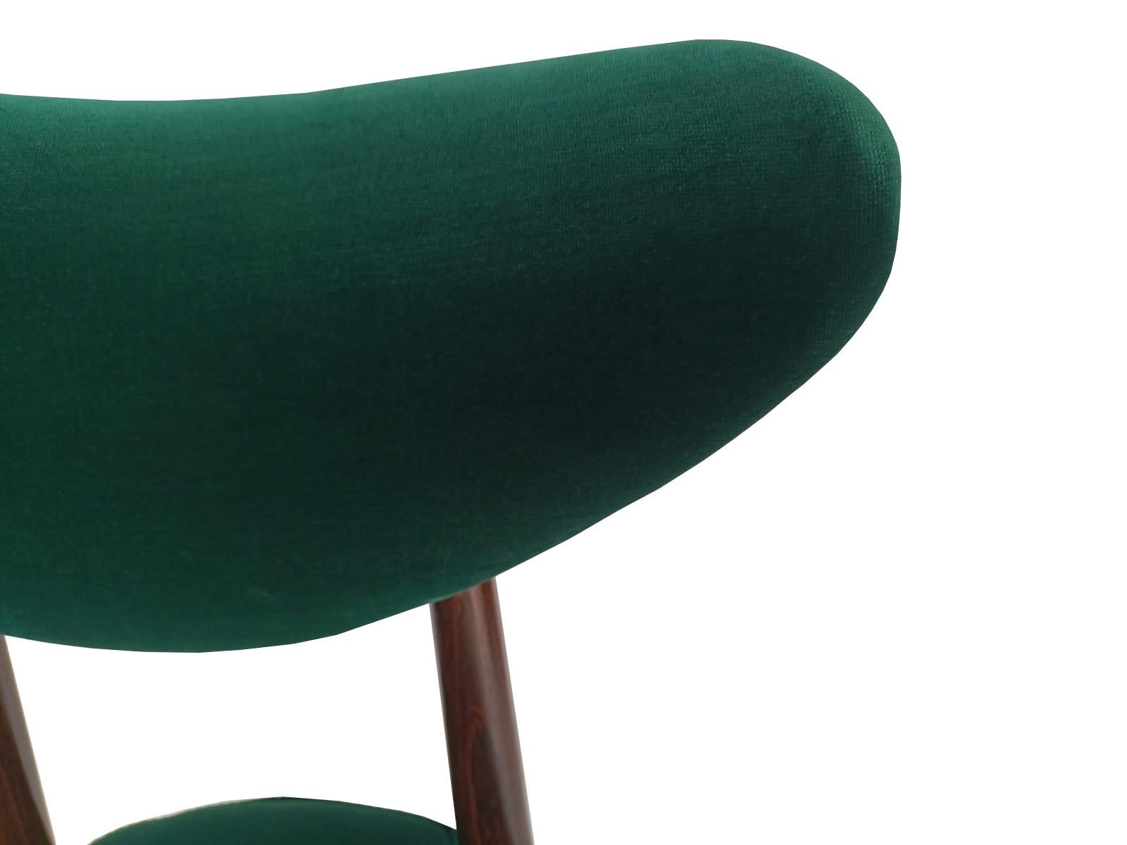 Velours Chaise cœur du milieu du siècle en velours de coton vert Adamo Eva par Dedar, Europe, années 1960 en vente