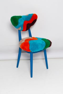 Mid Century Heart Chair in Hand Tufting Blue Green Wool, Europa, Polen, 1960er Jahre