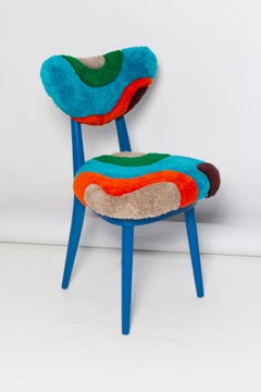 Mid Century Heart Chair in Hand Tufting Blue Green Wool, Europa, Polen, 1960er Jahre