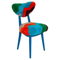 Mid Century Heart Chair in Hand Tufting Blue Green Wool, Europe, Poland, 1960s