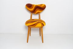 Mid Century Heart Chair in Hand Tufting Yellow Wool, Europe, Poland, 1960s