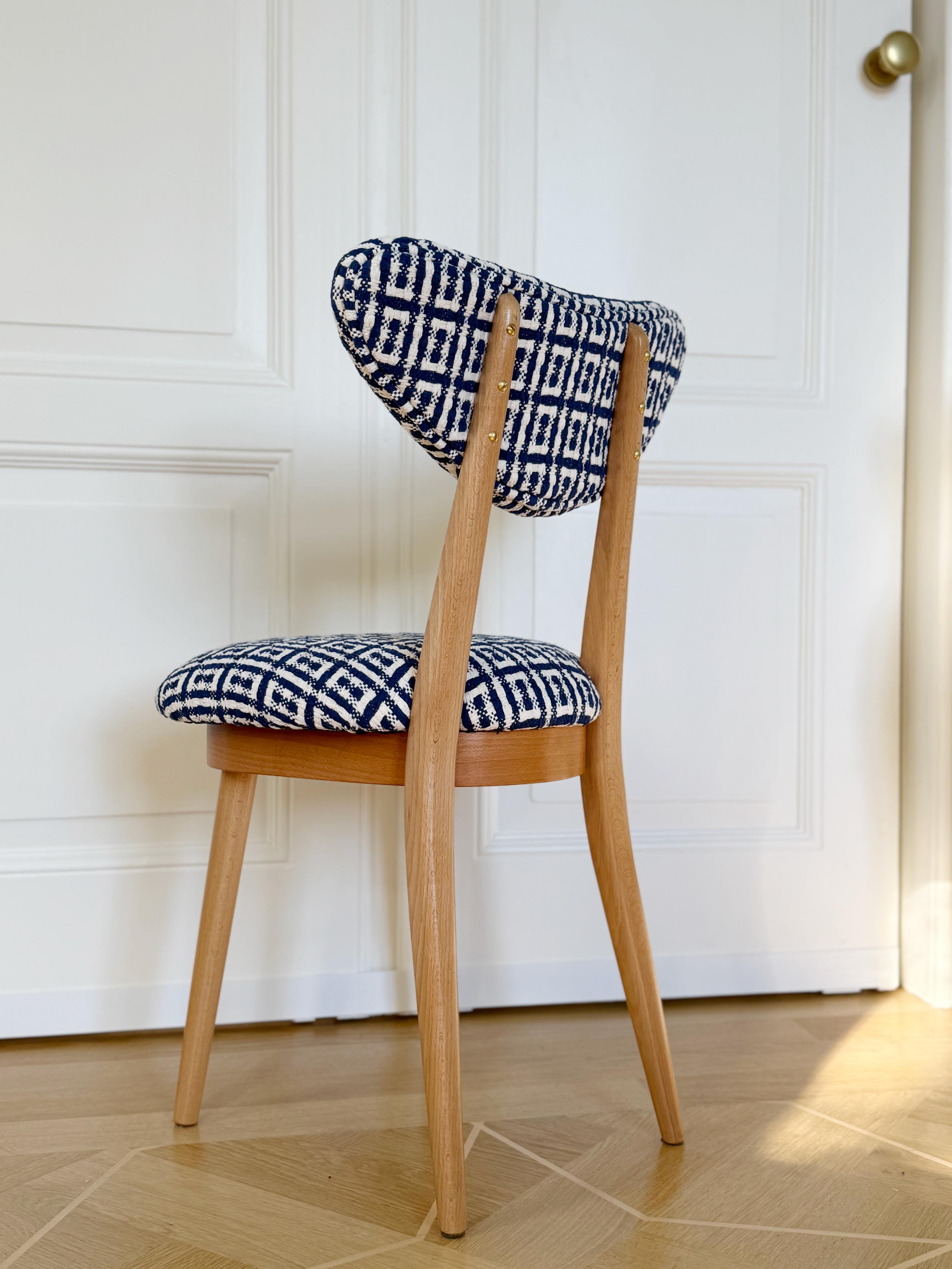 Chaise à cœur du milieu du siècle en jacquard Hsh Home Sweet Home par Dedar, Europe, années 1960 en vente 3