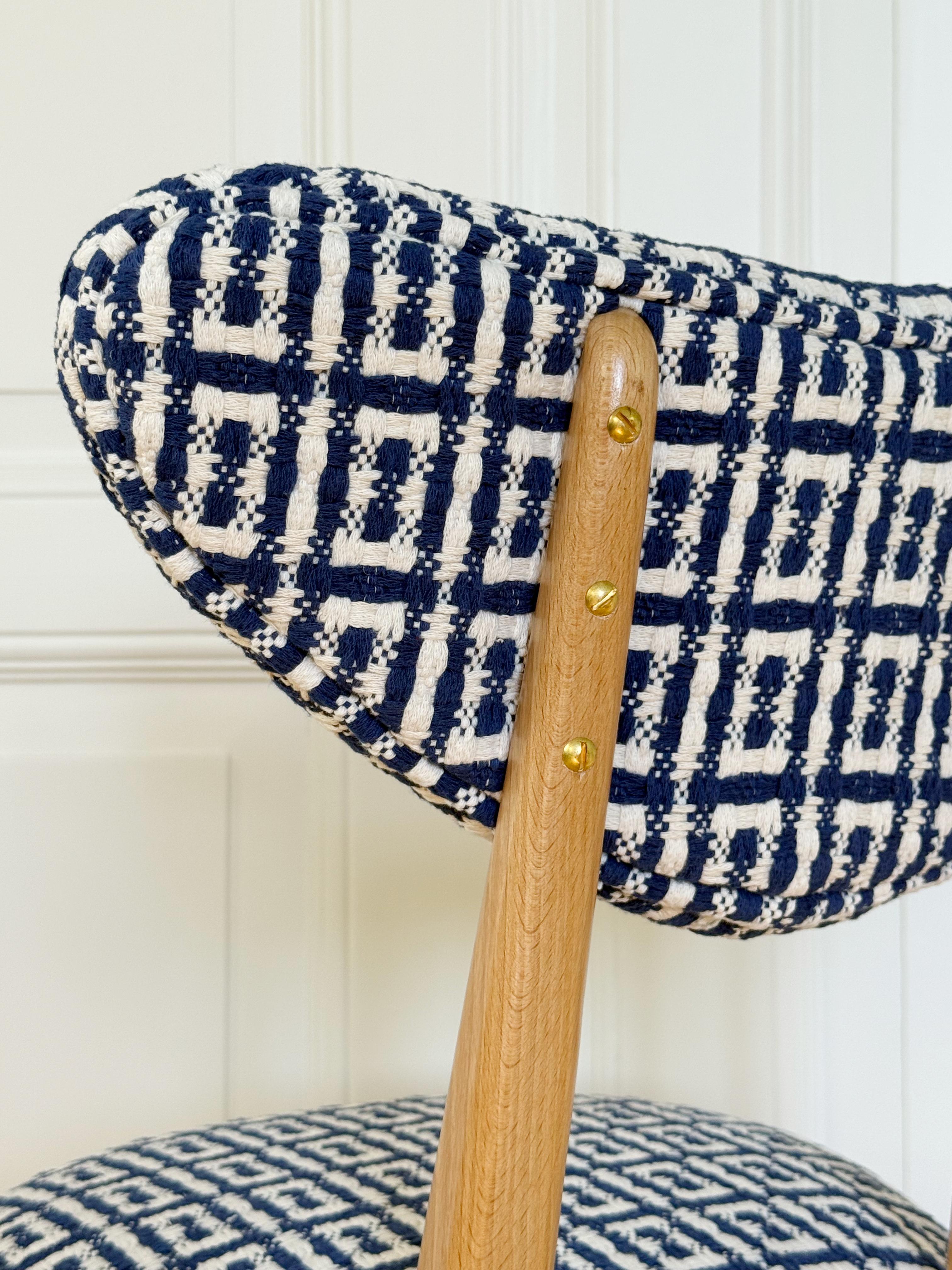 Chaise à cœur du milieu du siècle en jacquard Hsh Home Sweet Home par Dedar, Europe, années 1960 en vente 5